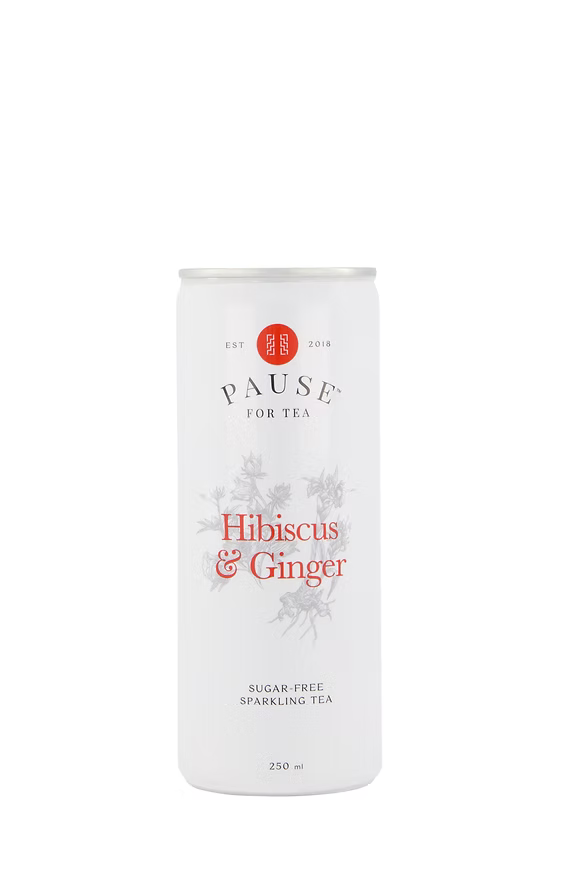 PAUSE for Tea: Hibiscus & Ginger Sugar-Free Sparkling Tea