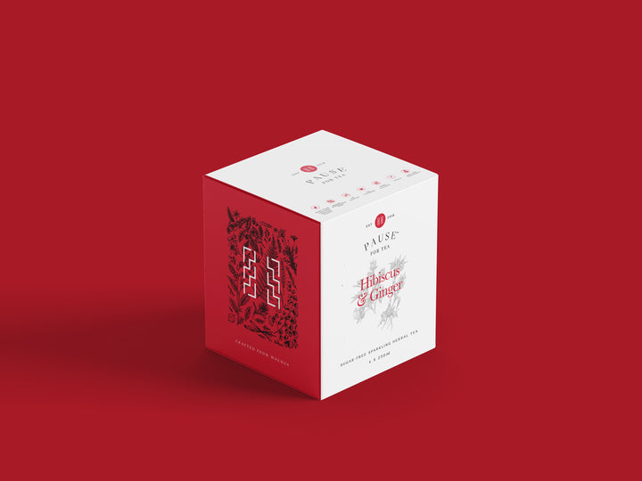 PAUSE for Tea: Hibiscus & Ginger Sugar-Free Sparkling Tea