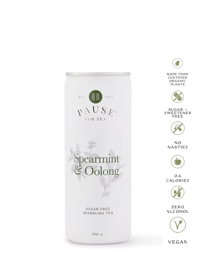 PAUSE for Tea: Spearmint & Oolong Sugar-Free Sparkling Tea‬ ‭